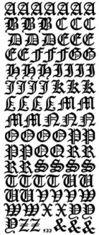 Bridge pier vergelijking Calligrapher 133 Ouderwetse letters | Groothandel in o.a. Stickervellen alfabet |  LINNENKARTON.NL